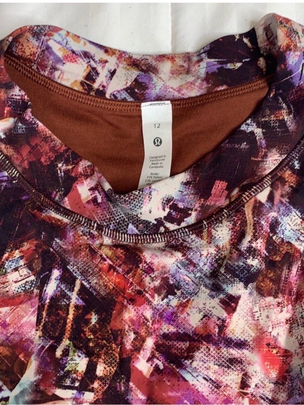 lululemon athletica Multicolor Abstract Print Top (Purple, Brown, Pink) EUC